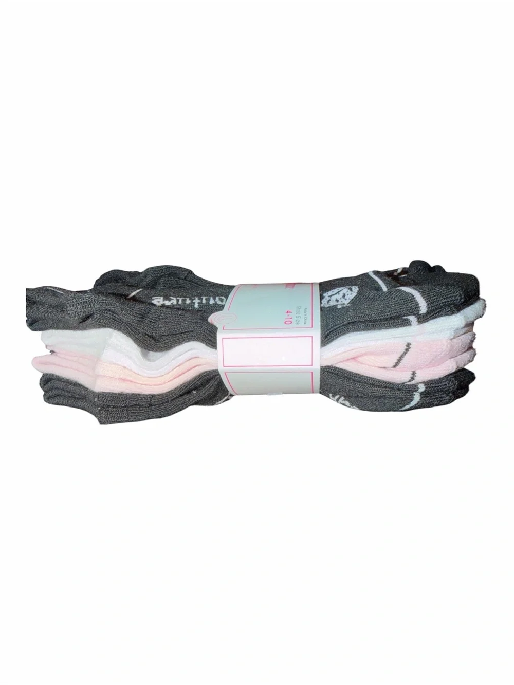NWT Juicy Couture Sport Cushioned No Show Socks 8 Pack Dark Gray Pink White